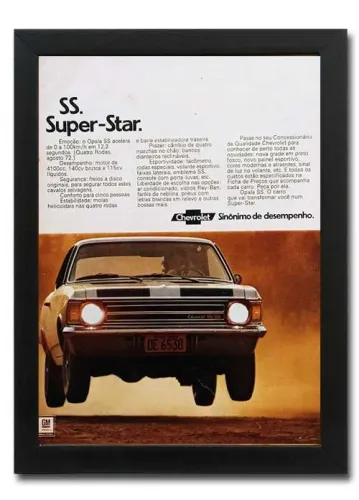 Opala SS Cupê 1972 - Quadro decorativo - propaganda original de revista