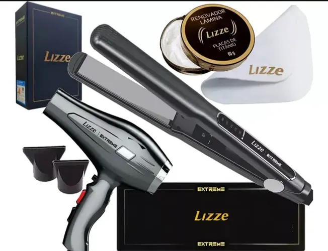 Kit Prancha Lizze Extreme + Secador Lizze Extreme 2400w Profissional