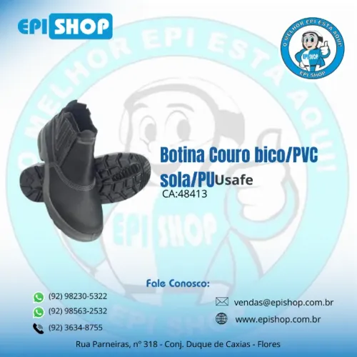 Botina Couro bico/PVC sola/PU Usafe CA 48413