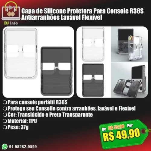 Capa de Silicone Protetora Para Console R36S Antiarranhões Lavável Flexível