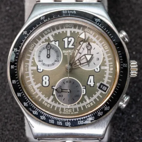 Swatch Irony Chronograph aço - bateria nova, pulseira original
