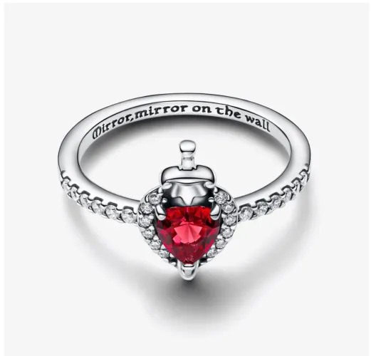 Anel pandora coração vermelho espada brilhante 