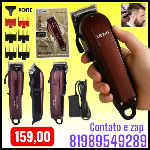 máquina de cortar cabelo profissional sem fio Kemei KM-2600.