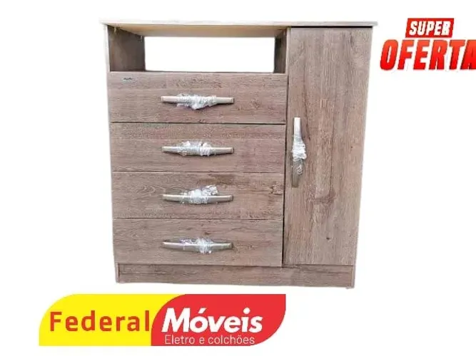 COMODA MARROM 1 PORTA 4 GAVETAS 100%MDF (TEMOS CREDIÁRIO)