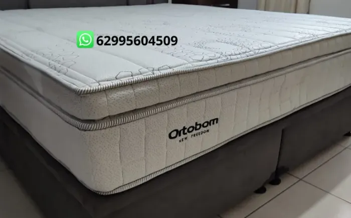 Base e Colchão Queen size da Ortobom com 5 anos de garantia new freedom