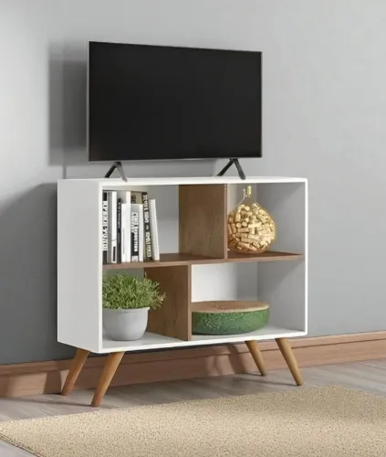 Rack demadero espaço para eletrônicos e suporta TVs de até 42