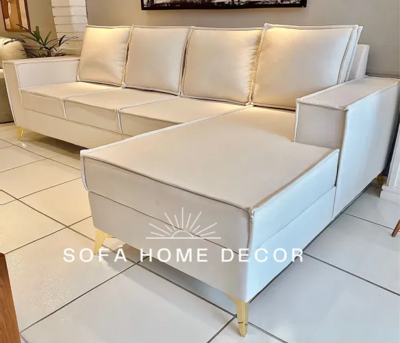 Sofá chaise com costura debrum