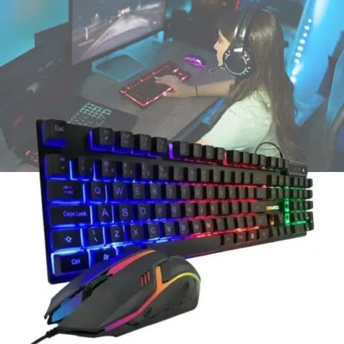 Kit Teclado e Mouse 2 em 1 Gamer Com Fio para computador