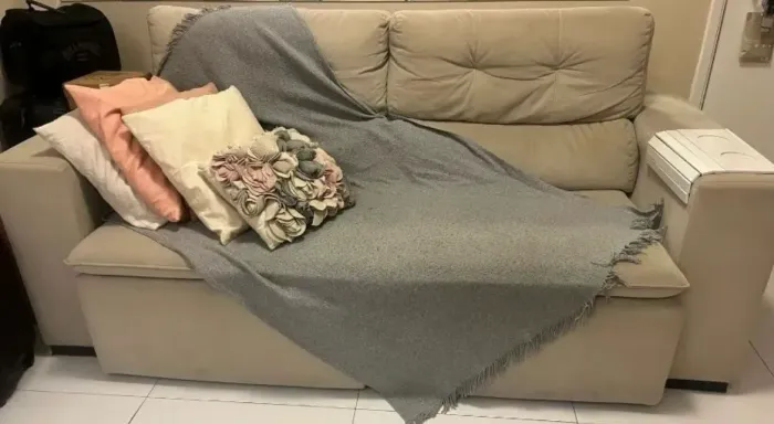 Sofá retratil bege suede ETNA