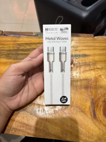 Cabo USB-C HREBOS Metal Waves 100W - 2 Metros