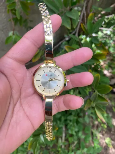 Relógio feminino dourado Curren relógio de luxo