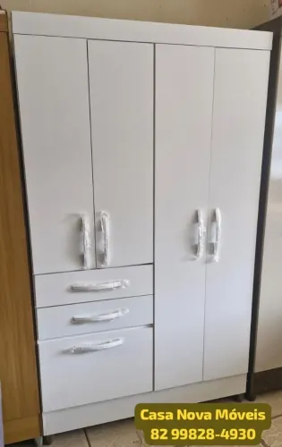 Guarda-Roupa Branco com Gavetas - Casa Nova Móveis