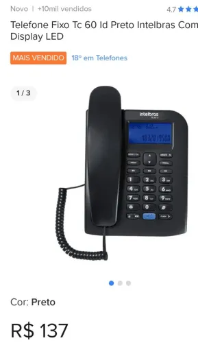 Aparelho telefônico Intelbras TC 60 ID