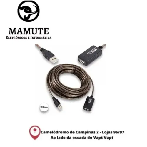 Cabo Extensor Usb 2.0 Ativo Amplificado 10m Macho Fêmea