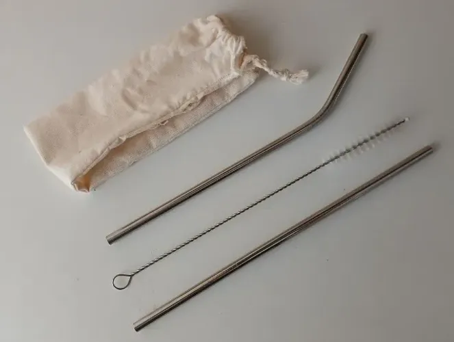 Kit Canudos Aço Inox Metal Reutilizável mais Escova de limpeza