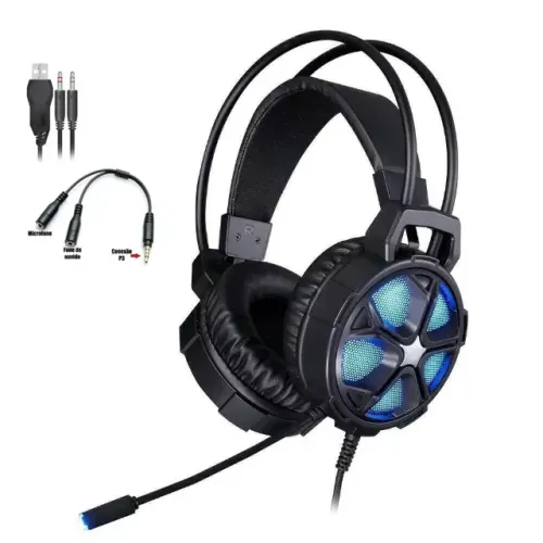 Headset Gamer HP H400, Led Blue, Áudio Estéreo, Drivers de 50mm, Cabo 2.20m - WZetta