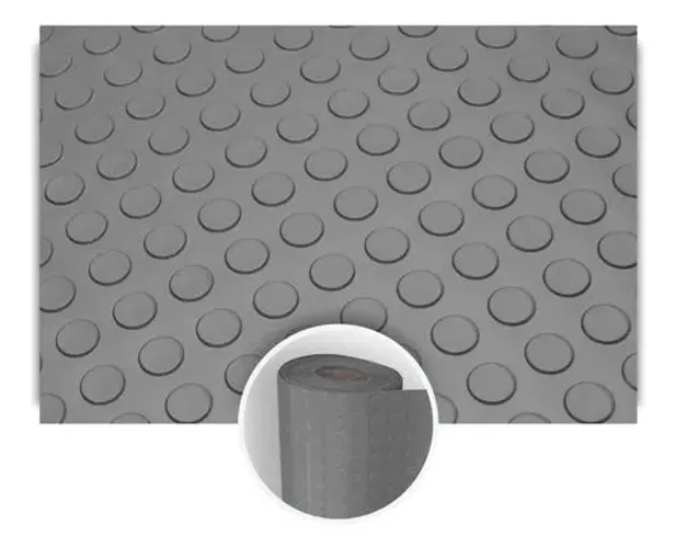 Piso emborrachado e tipo moeda cinza  de 100x130 cm ( metro linear