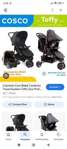Bebê conforto e carrinho tof duo
