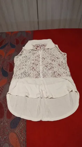 Camisa bordada botão Bege M