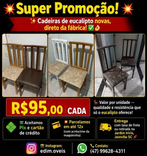 Cadeiras de madeira de eucalipto com estofado de courino, NOVOS!