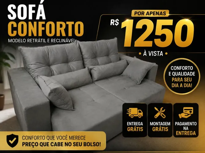 ? SUPER PROMOÇÃO ? SOFÁ RETRÁTIL + ALMOFADAS GRÁTIS! ?