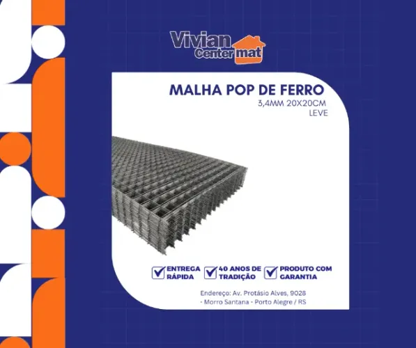 Malha Pop de Ferro para Construção 3,4mm 20x20cm 