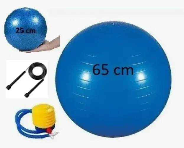 Kit Bola Pilates 65 cm + Bola Pilates 25 cm + Corda de Pular Treino Fitness z1524