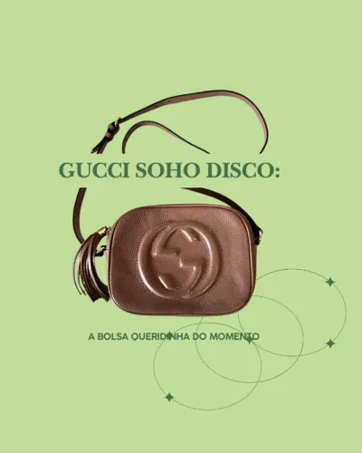 Bolsa GUCCI SOHO Disco - Couro Marrom como Icônico GG em relevo - Transversal