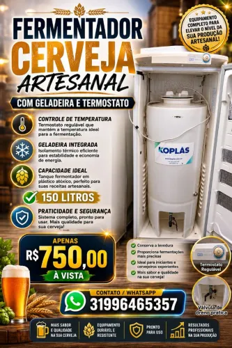 FERMENTADOR CERVEJA ARTESANAL COM GELADEIRA E TERMOSTATO