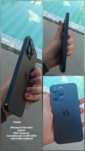 iPhone 16 Pro Max 256GB Titânio Preto | Único Dono | Garantia Apple