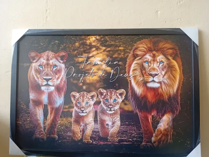 LINDO QUADRO DECORATIVO GRANDE _ FAMÍLIA DE LEÕES. 