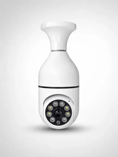 Câmera WiFi Bocal E27 360° Visão Noturna IP44 Nova