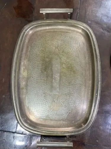 BANDEJA DE SERVIR ANTIGA METAL PRATEADO