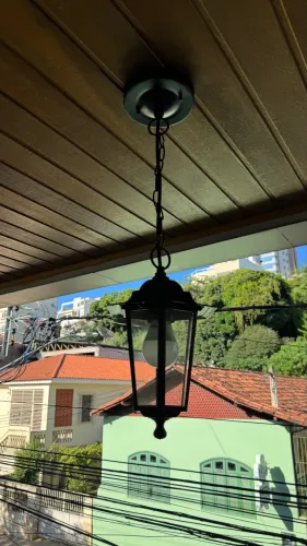 Luminária Pendente Rústico Teto - Ferro com vidro 