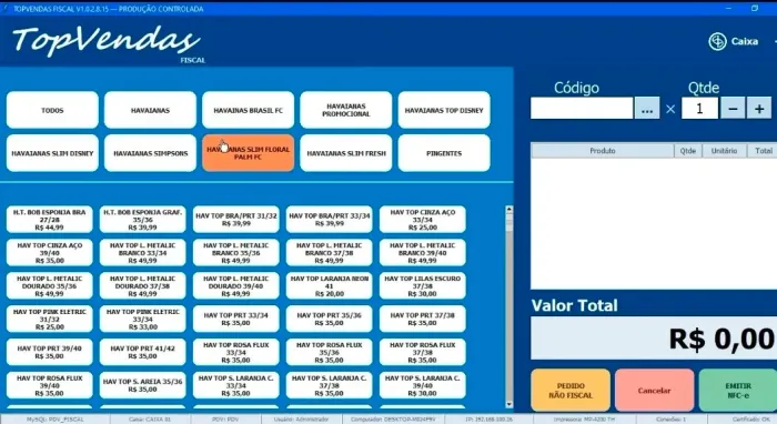 Sistema topvendas fiscal e não fiscal