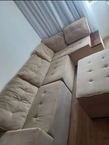Sofa de canto itapema veludo capuccino begê