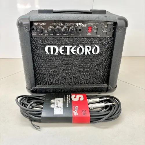 kit mini amplificador meteoro space junior 35gs e cabo stagg p10 de 10m