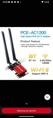 adaptador wifi 5 com bluetooth placa pci novo