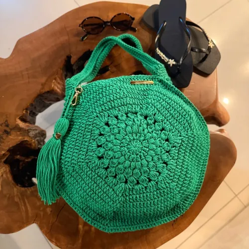 Bolsa crochê de praia hexagonal