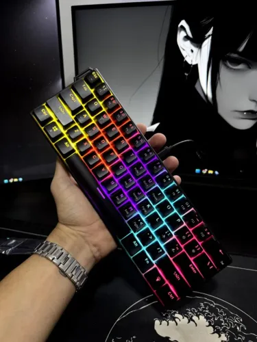 Teclado Mecânico AJAZZ NK61 Preto RGB 60% Compacto Hot Swap para Jogos e Setup Gamer