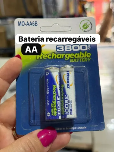 Pilha AA 3800mAh Recarregável - Mais Tempo de Uso