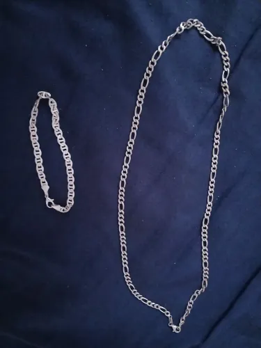 CORDÃO E PULSEIRA DE PRATA 925