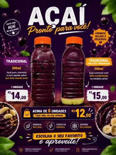 Açaí na garrafa 300ml