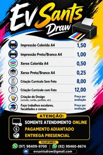 Impressão, designers e trabalhos escolares