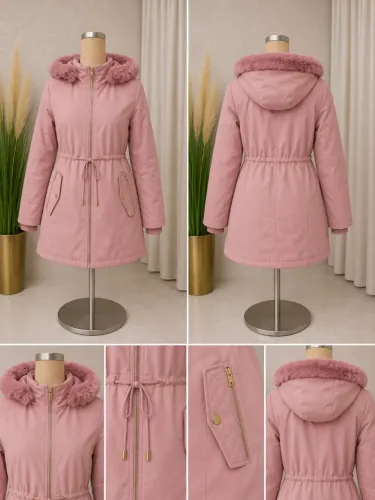 Jaqueta feminina Rosa forrada com pelucia