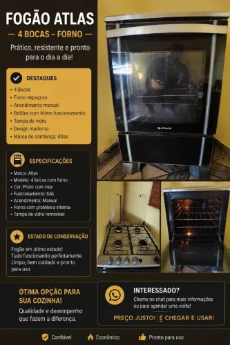 ? FOGÃO ATLAS 4 BOCAS COM FORNO ?