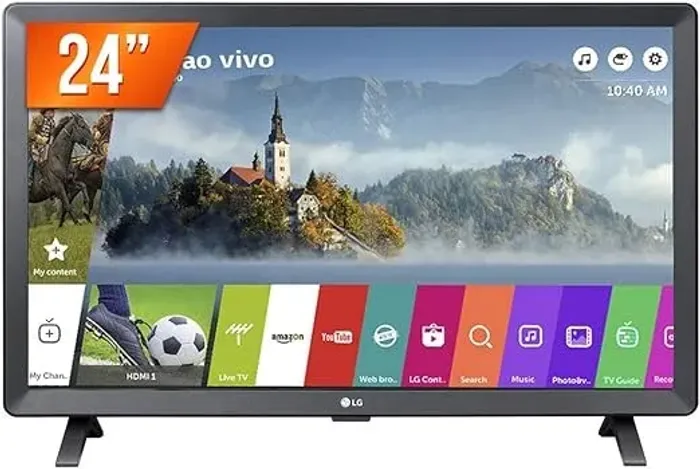 Smart tv monitor lg 24" wifi integrado, conversor digital, smart webos 3.5 fhd