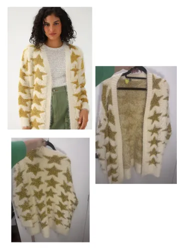 Cardigan Tricot Pelinho Estrelas Branco Farm - TAM P