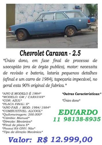Chevrolet Caravan L/sl/s/ss 2.5/4.1/4.2 1985