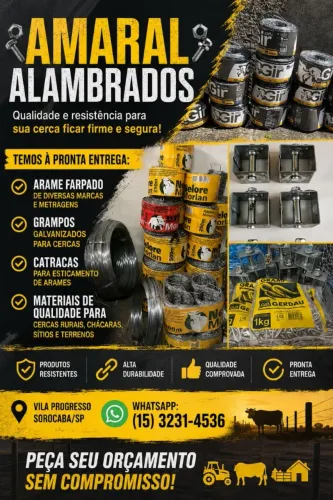 Arame farpado, grampos e catracas
